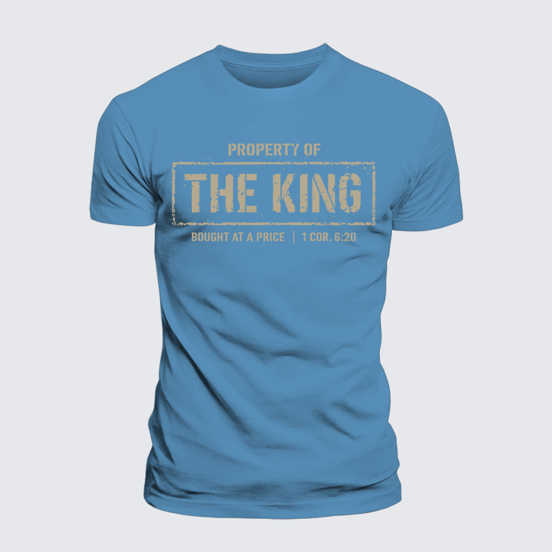 Property of The king 1 Cor. 6:20 Jesus God Christian Premium Mercerized Cotton Tee