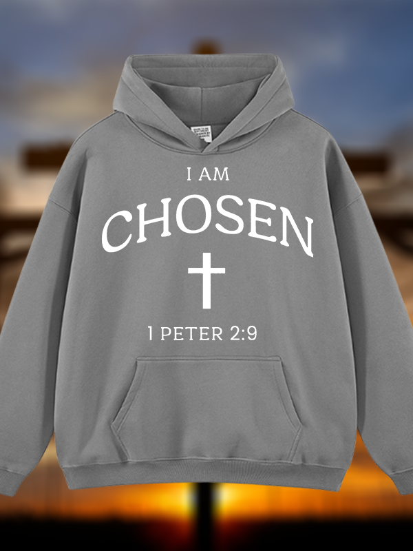 I Am Chosen Jesus God Christian Plush Fleece-Lined Hoodie