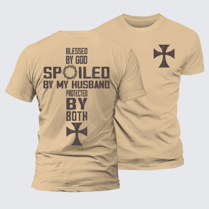 God And Husband Protected Jesus God Christian Premium Mercerized Cotton Tee