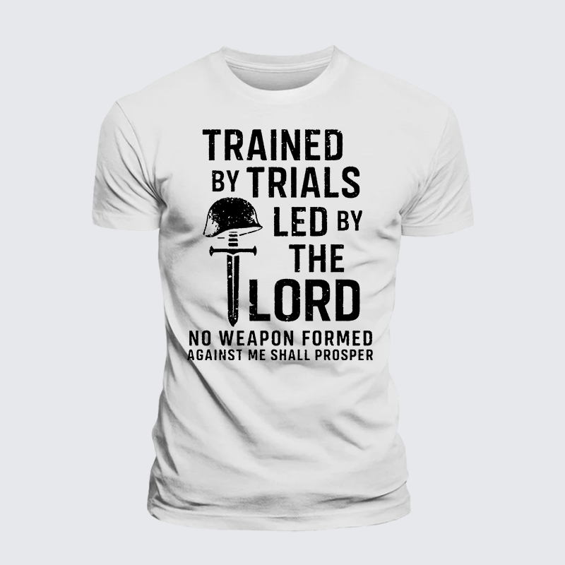 Trained By Trials Led By The Lord Jesus God Christian Premium Mercerized Cotton Tee