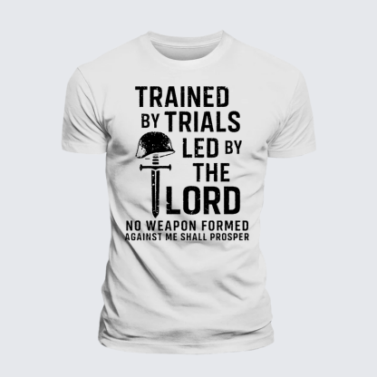 Trained By Trials Led By The Lord Jesus God Christian Premium Mercerized Cotton Tee