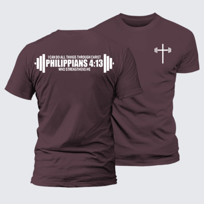 Philippians 4:13 Jesus God Christian Premium Mercerized Cotton Tee