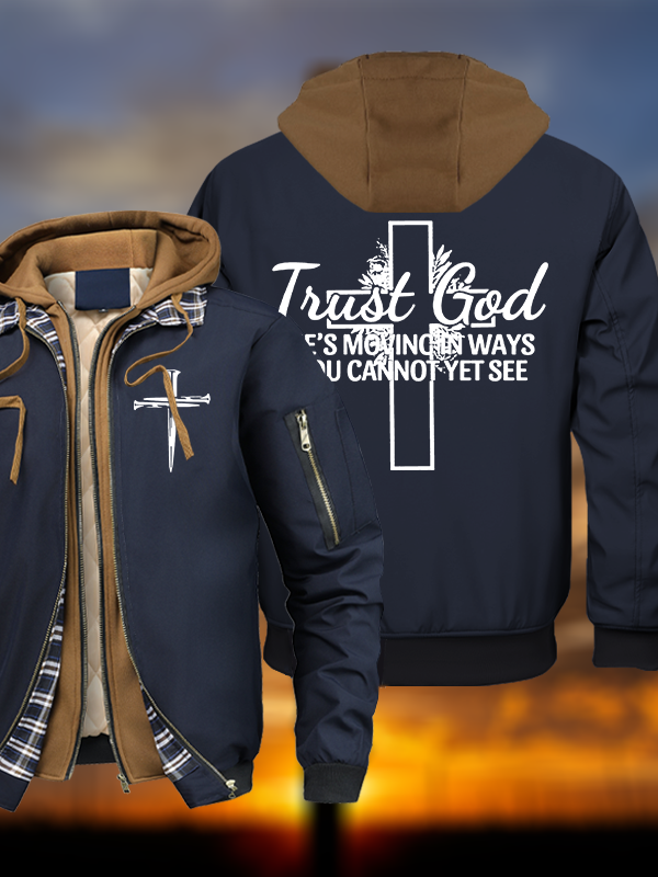 Trust God Warm Hooded Bomber Jacket