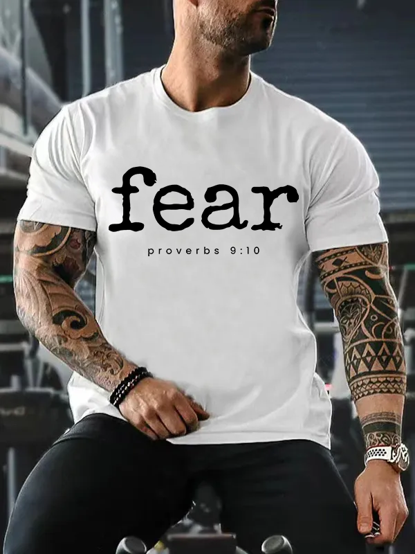 Fear Proverbs 9:10 Jesus God Christian Cotton T-Shirt