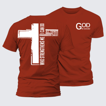 God Is Good Philippians 4:13 Jesus God Christian Premium Mercerized Cotton Tee