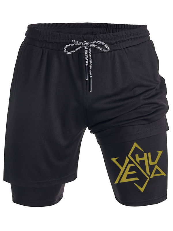 Jesus Gold Super Star Tetrahedron of David Christian Performance Shorts