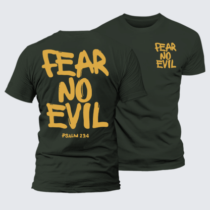 Fear No Evil Jesus God Christian Premium Mercerized Cotton Tee