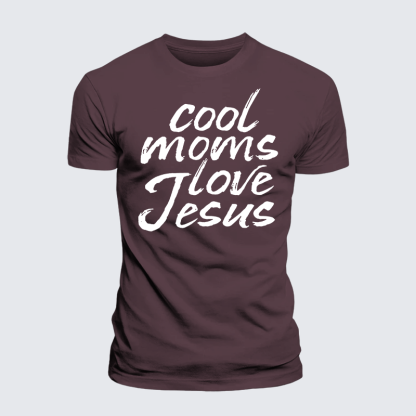 Cool Moms Love Jesus Jesus God Christian Premium Mercerized Cotton Tee