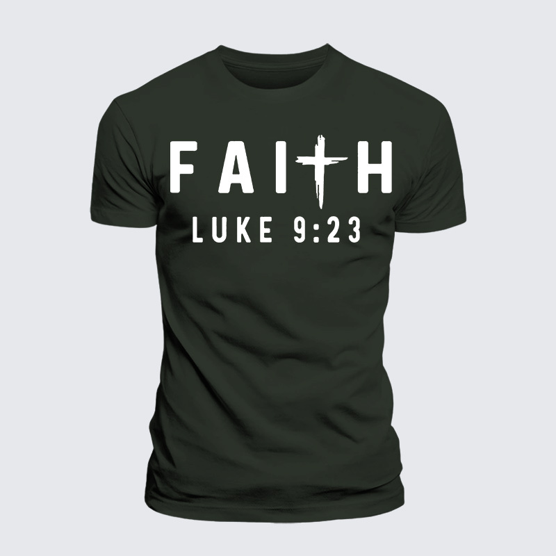 Luke 9:23 Jesus God Christian Premium Mercerized Cotton Tee