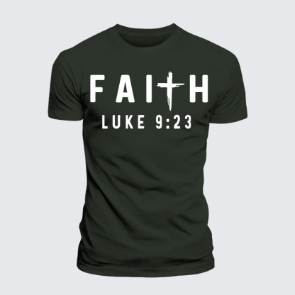 Luke 9:23 Jesus God Christian Premium Mercerized Cotton Tee