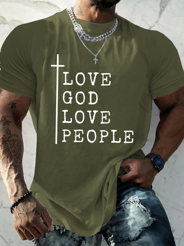 Love God Love People Jesus God Christian Cotton T-Shirt