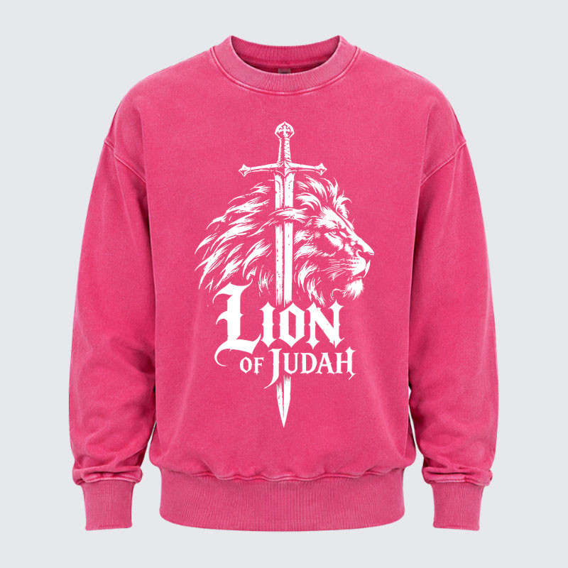 Washed Sweatshirt - Lion of Judah - Pink (front)