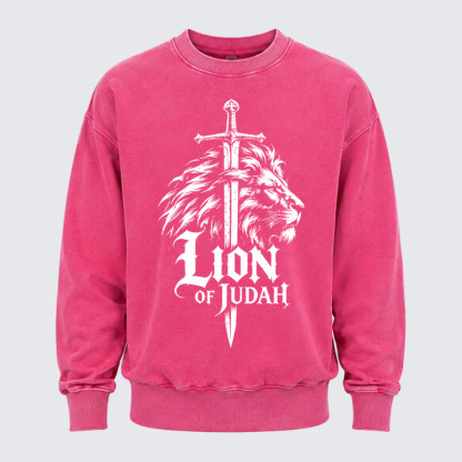 Washed Sweatshirt - Lion of Judah - Pink (front)