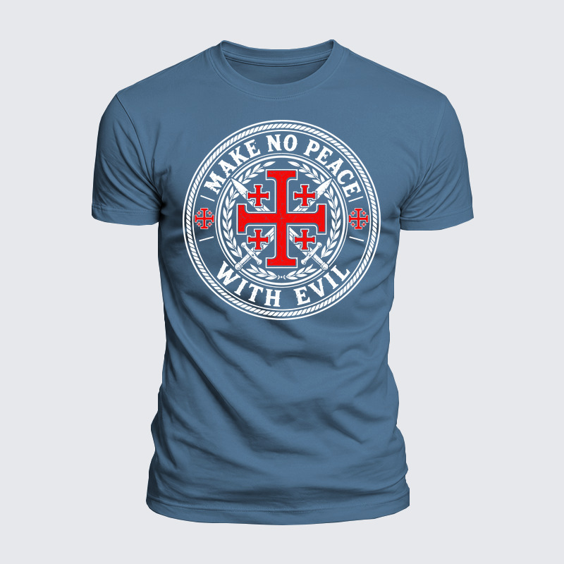 Luxe Mercerized Cotton Tee - Make No Peace with Evil Knight Templar Jerusalem Cross