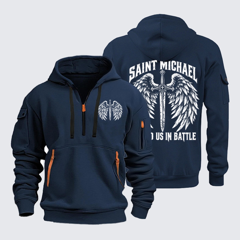 Zipper Hoodies –Saint Michael Defend Us in Battle – Christian Warrior