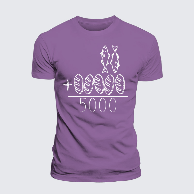 2 Fishes 5 Breads Jesus Feeds The 5000 Jesus God Christian Premium Mercerized Cotton Tee