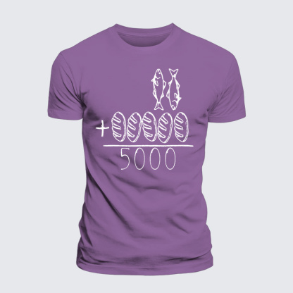2 Fishes 5 Breads Jesus Feeds The 5000 Jesus God Christian Premium Mercerized Cotton Tee