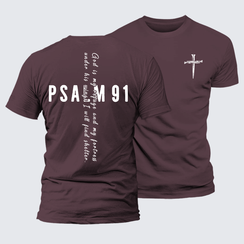 Psalm 91 Jesus God Christian Premium Mercerized Cotton Tee