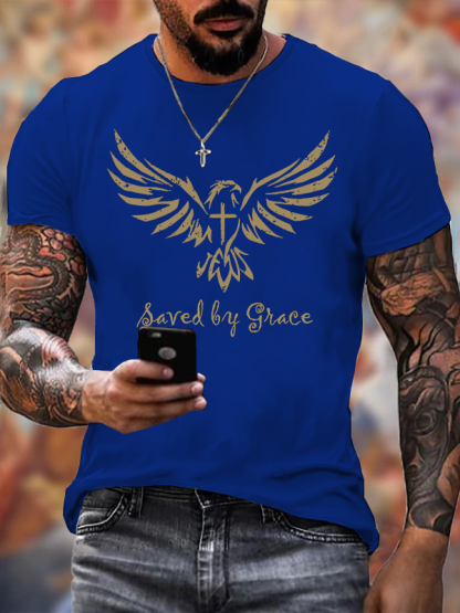 Saved By Grace Jesus God Christian Cotton T-Shirt