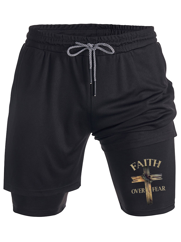 Cross Faith Over Fear Christian Performance Shorts