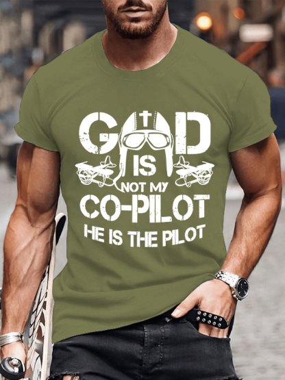  God Is My Pilot Christian Cotton T-Shirt