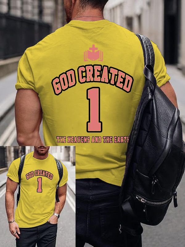 God Created The Heavens And Earth Christian Cotton T-Shirt