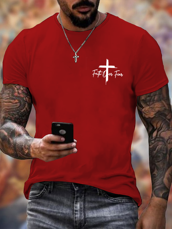 Cross Crew Neck Christian Cotton T-Shirt