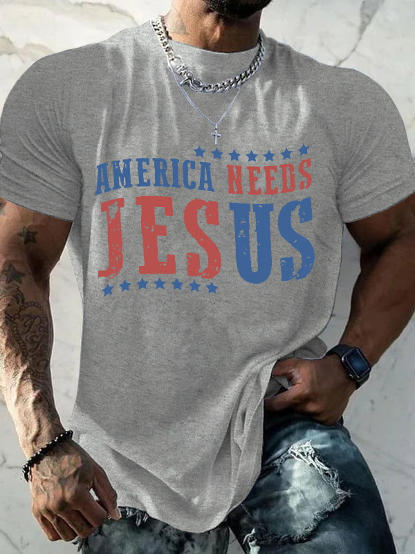 America Needs Jesus Christian Cotton T-Shirt