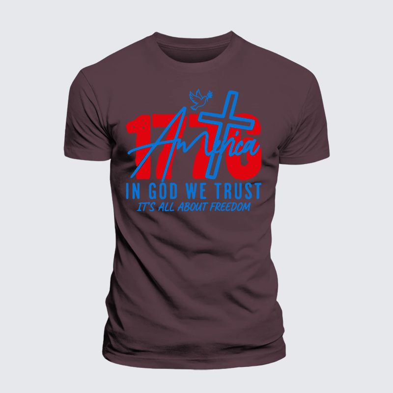 1776 In God We Trust Jesus God Christian Premium Mercerized Cotton Tee