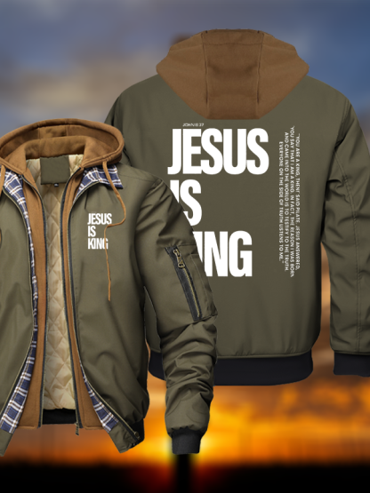 Jesus Is King Warm Hooded Bomber Jacket