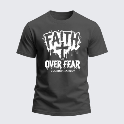 Heavyweight Cotton Tee - Faith Over Fear Cross