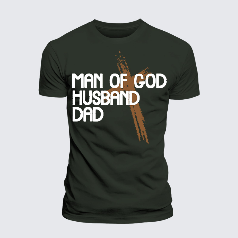 Man Of God Husband Dad Jesus God Christian Premium Mercerized Cotton Tee