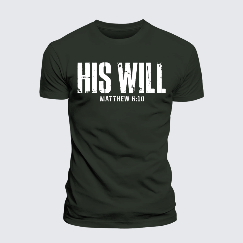 His Will Matthew 6:10 Jesus God Christian Premium Mercerized Cotton Tee