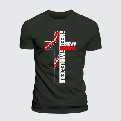 I Need Baseball And Jesus Jesus God Christian Premium Mercerized Cotton Tee