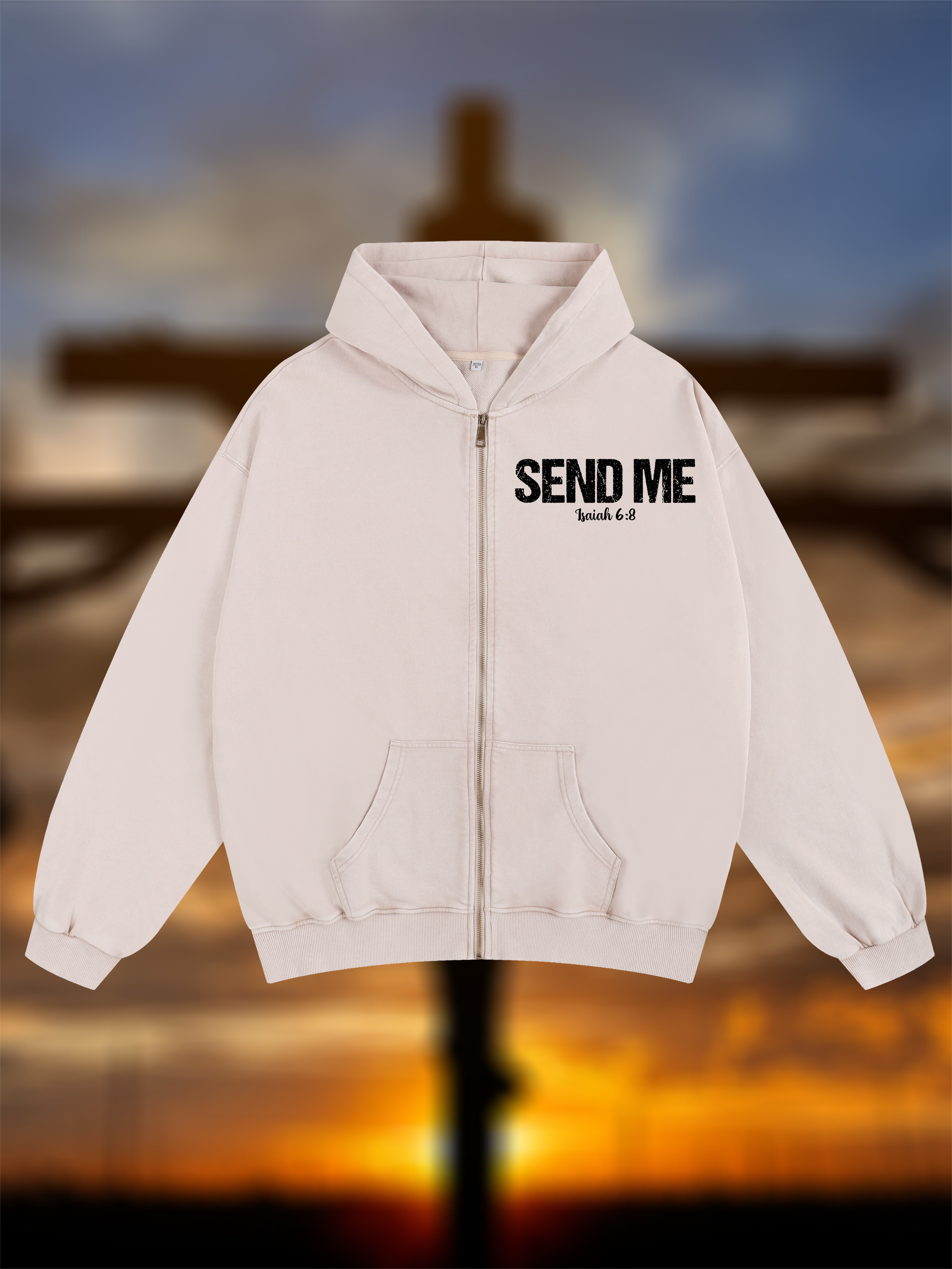 Isaiah 6:8 - SEND ME Jesus God Christian Washed Zip-Up Hoodie