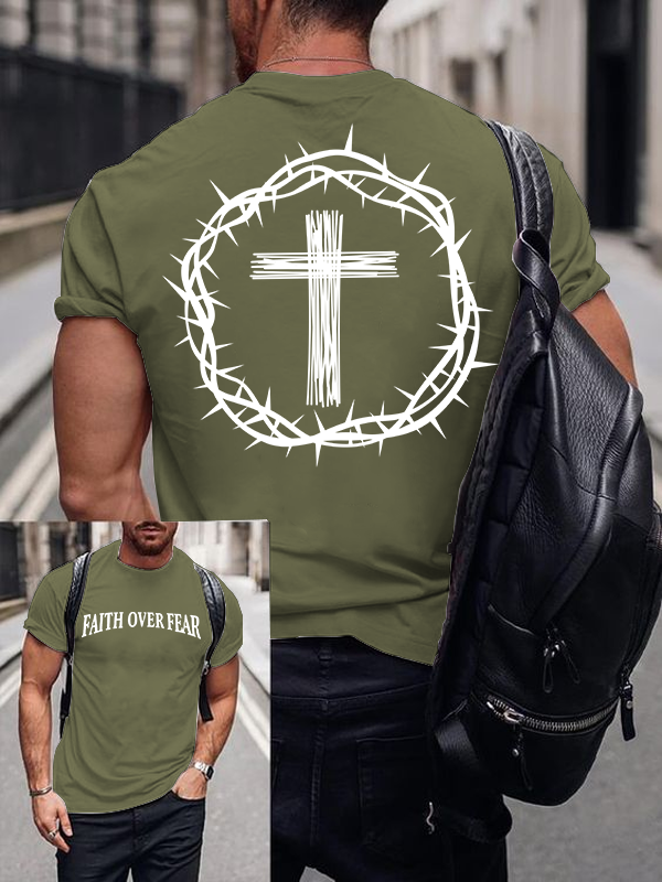 Faith Over Fear Jesus God Christian Cotton T-Shirt