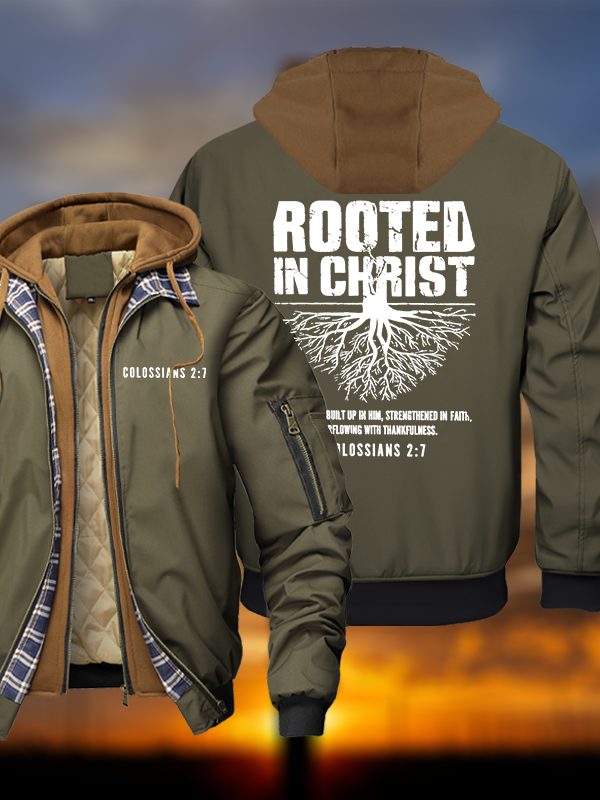 Rooted In Christ Warm Hooded Bomber Jacket