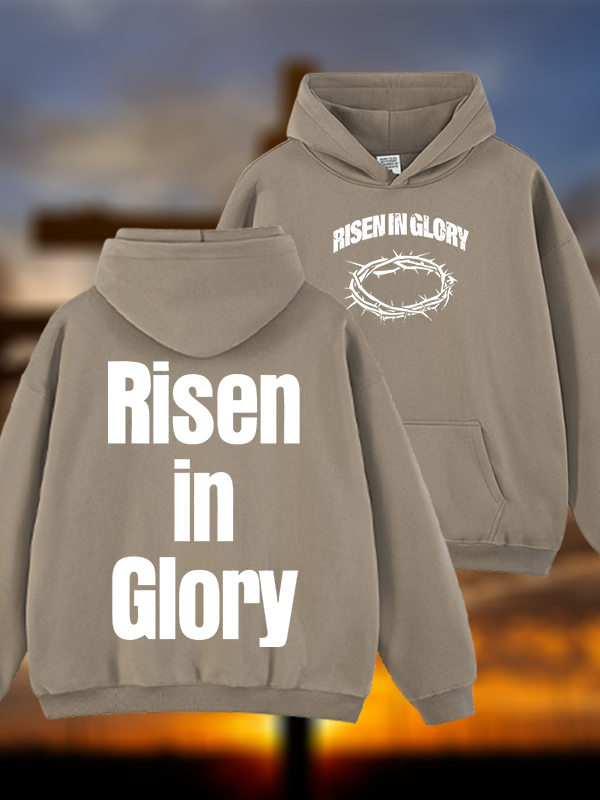 Risen In Glory Jesus God Christian Plush Fleece-Lined Hoodie
