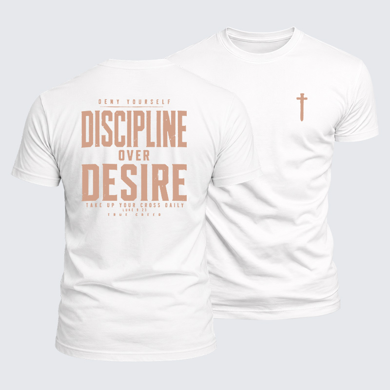 Deny Yourself Discipline Over Desire Jesus God Christian  – Luxe Mercerized Interlock Cotton Tee