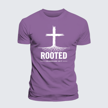 Rooted Col 2: 6-7 Jesus God Christian Premium Mercerized Cotton Tee