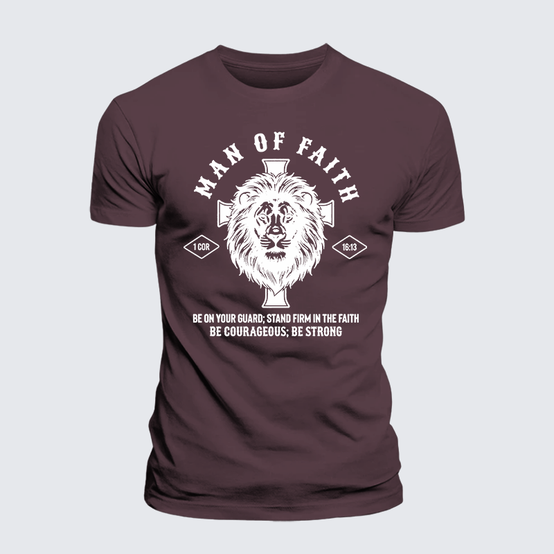 Man Of Faith Jesus God Christian Premium Mercerized Cotton Tee