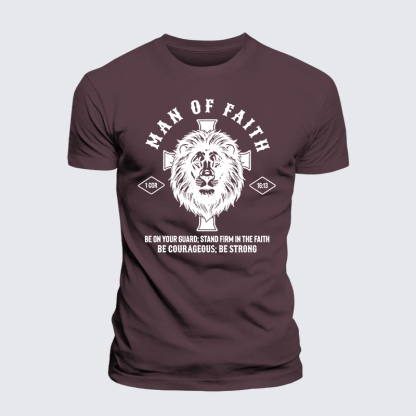 Man Of Faith Jesus God Christian Premium Mercerized Cotton Tee