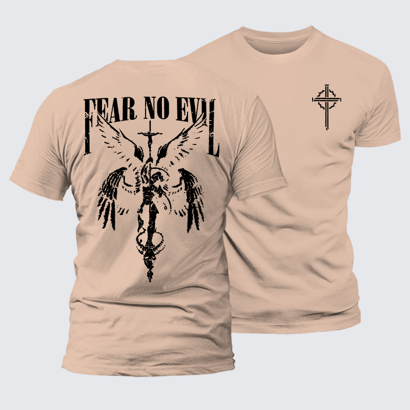 Fear No Evil Jesus God Christian Premium Mercerized Cotton Tee