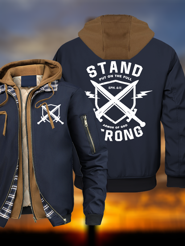 Stand Strong Warm Hooded Bomber Jacket