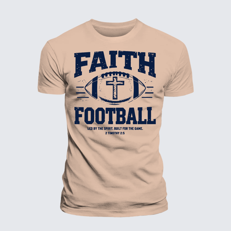 FAITH & FOOTBALL Jesus God Christian Premium Mercerized Cotton Tee