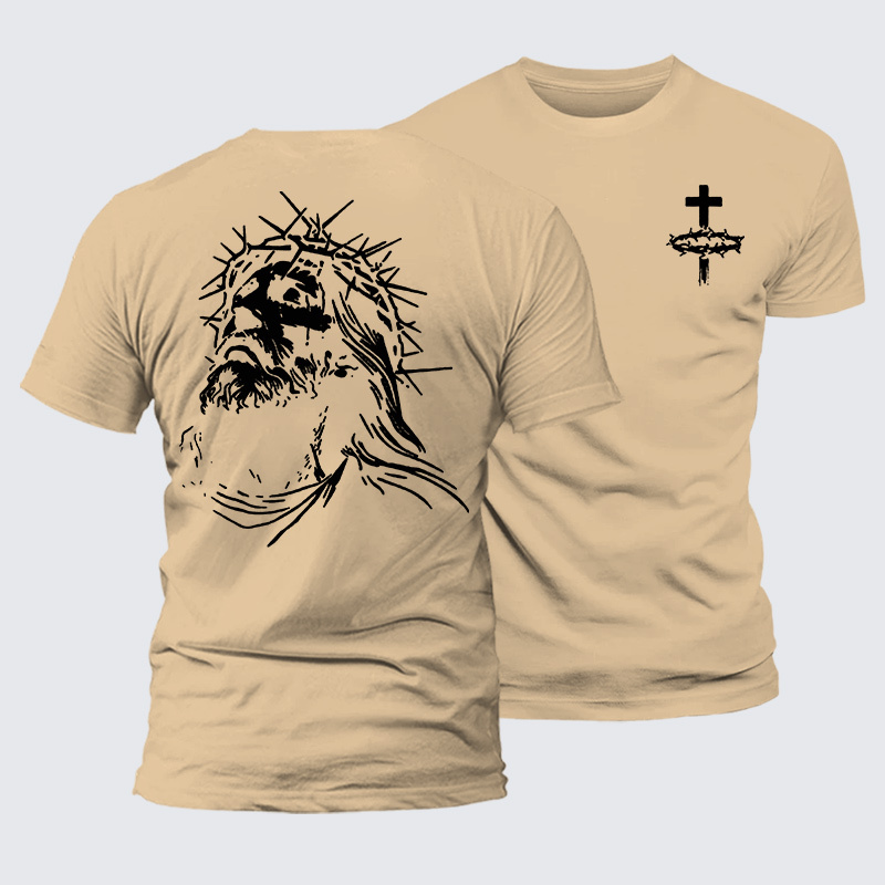 Vintage Crown of Thorns  Jesus God Christian Premium Mercerized Cotton Tee