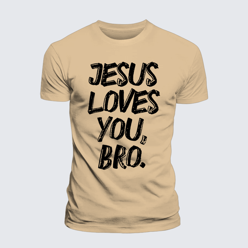 Jesus Loves Bro Jesus God Christian Premium Mercerized Cotton Tee