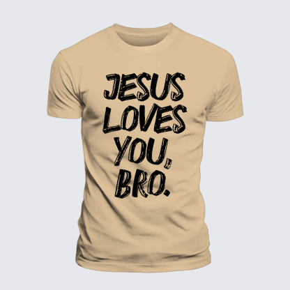 Jesus Loves Bro Jesus God Christian Premium Mercerized Cotton Tee