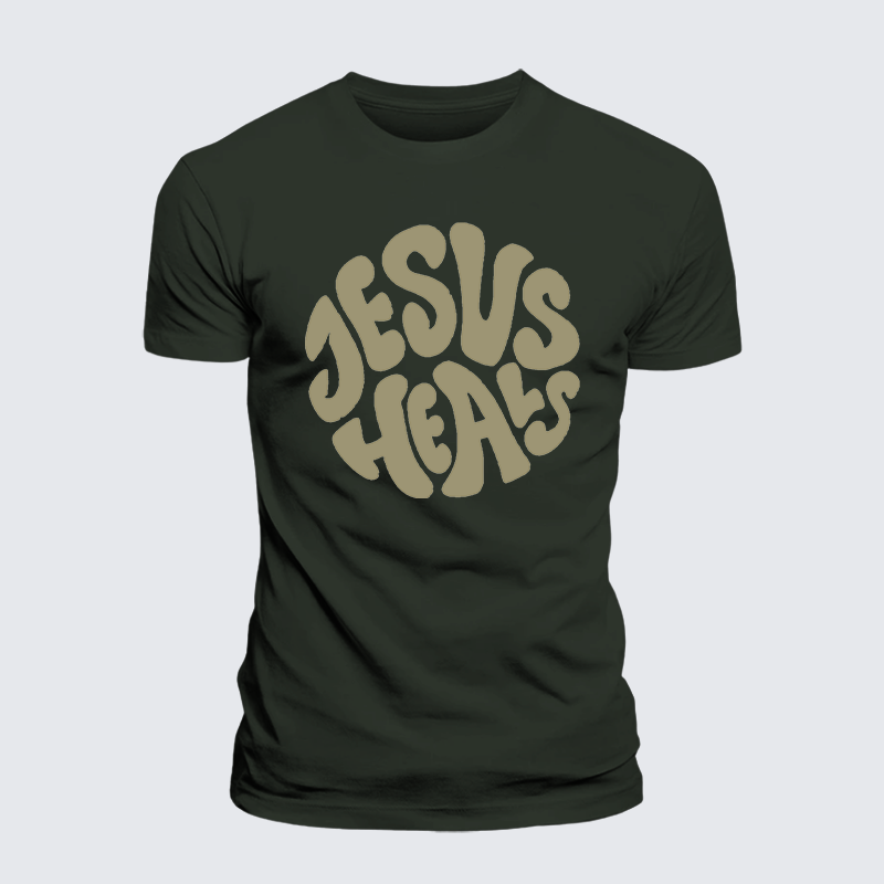 Jesus Heals Jesus God Christian Premium Mercerized Cotton Tee