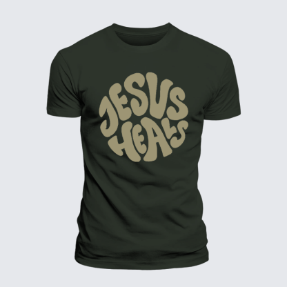 Jesus Heals Jesus God Christian Premium Mercerized Cotton Tee